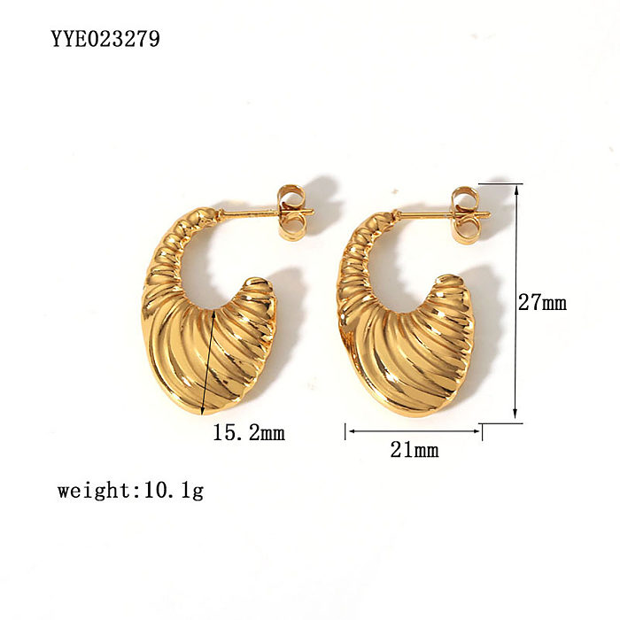 1 par de pinos de orelha banhados a ouro 18K, estilo simples, folhas de cor sólida, aço inoxidável
