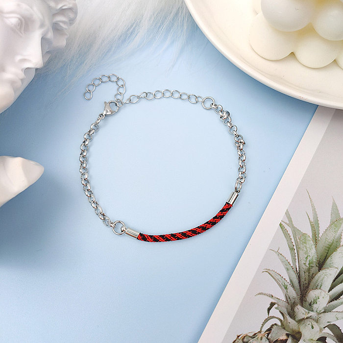 Großhandel Schmuck Einfache Edelstahl Seil Paar Armband Set Schmuck