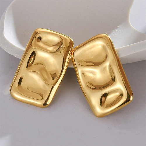 1 Pair Commute Solid Color Plating Stainless Steel  18K Gold Plated Ear Studs