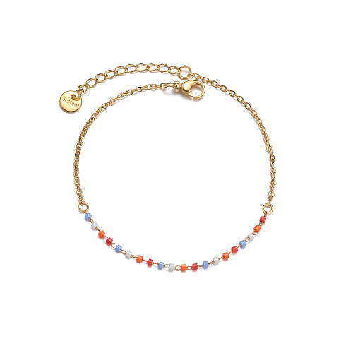1 pièce de bracelets de perles géométriques en acier inoxydable à la mode
