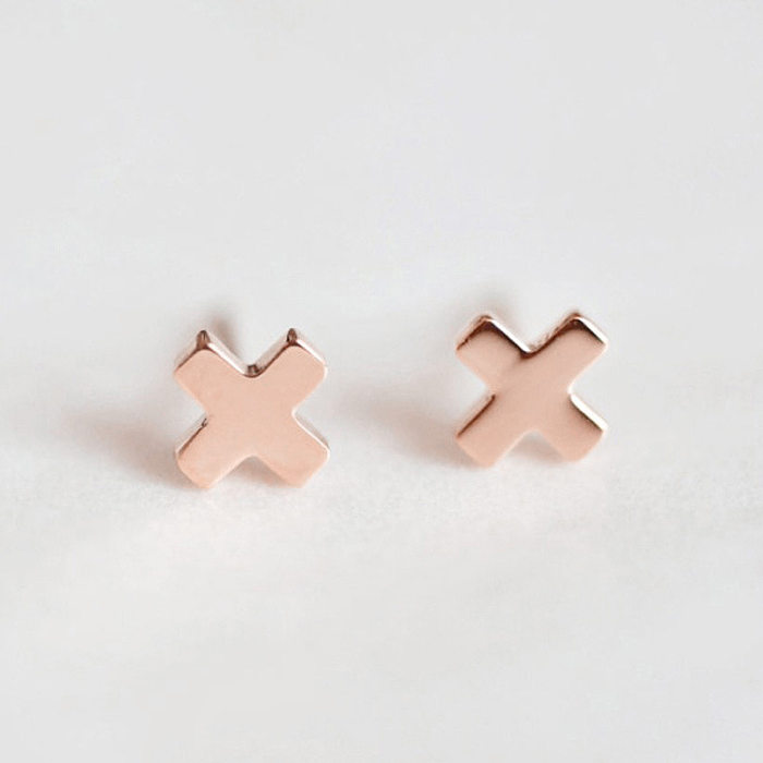 Simple Style Geometric Stainless Steel  Ear Studs Gold Plated Stainless Steel  Earrings