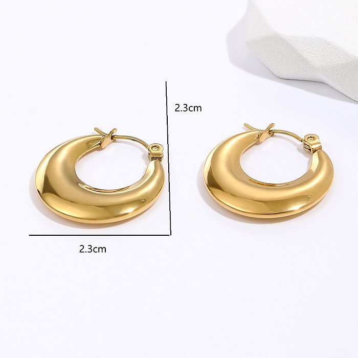 Simple Style Circle Stainless Steel  Earrings Gold Plated Stainless Steel  Earrings 1 Pair