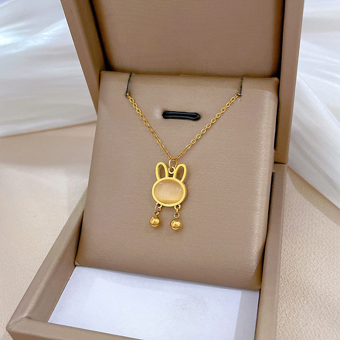 Cartoon Style Rabbit Stainless Steel Plating Gold Plated Pendant Necklace