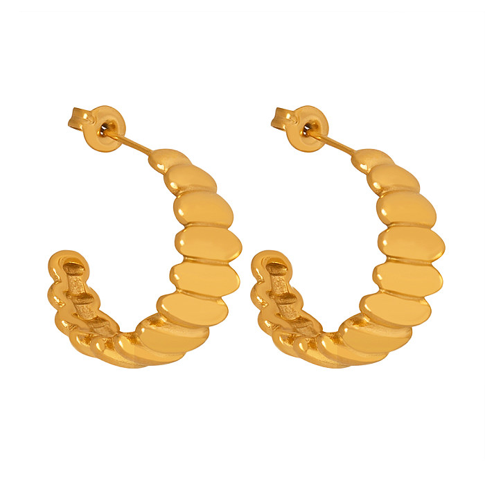 1 Pair Modern Style Simple Style C Shape Plating Stainless Steel 18K Gold Plated Ear Studs