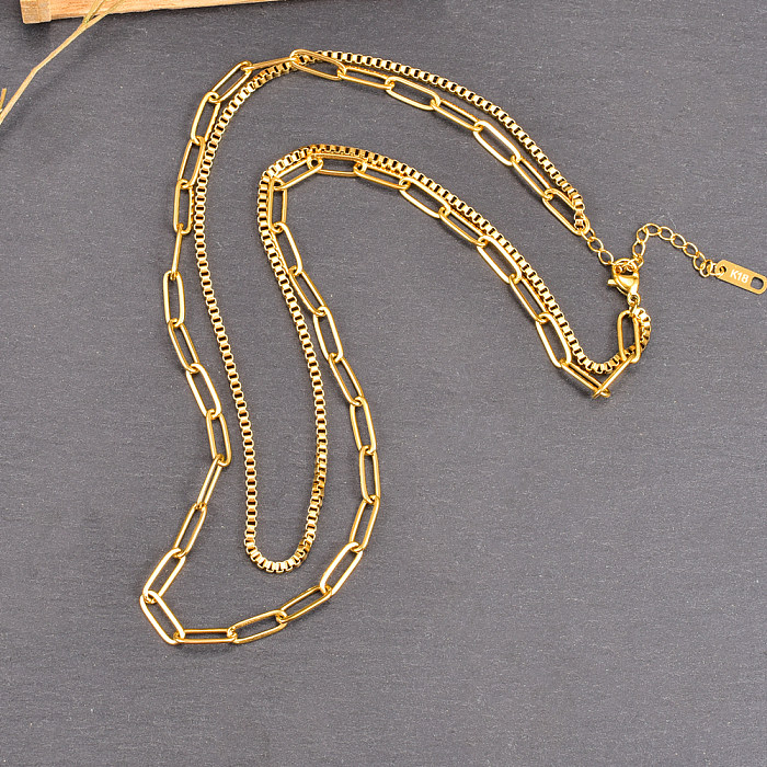 Estilo vintage Geométrico Acero inoxidable Chapado en oro Collares en capas 1 pieza
