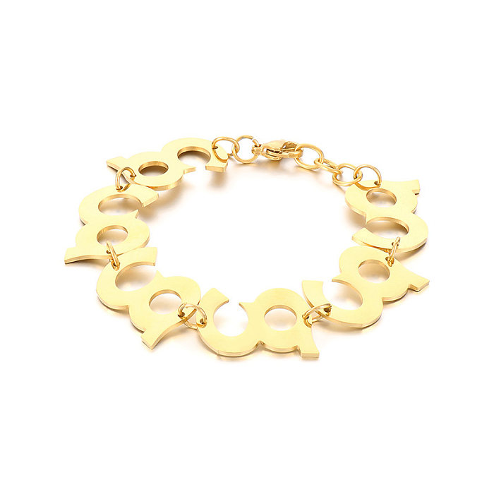Simple Style Portrait Heart Shape Stainless Steel Charm Plating 18K Gold Plated Bracelets