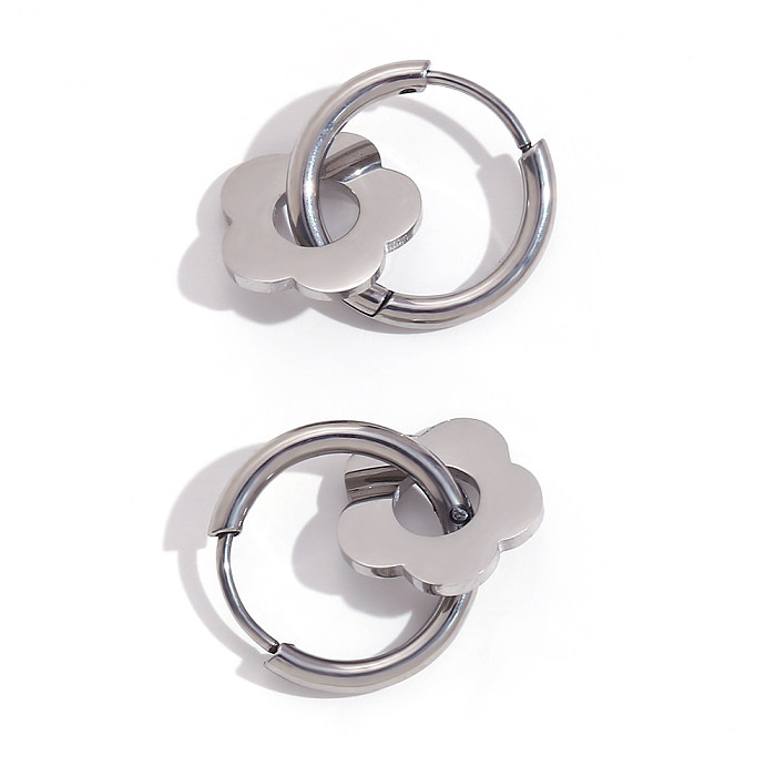 1 paire de boucles d'oreilles pendantes en acier inoxydable plaqué or 18 carats, Style Simple et doux, Style classique