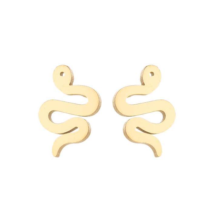 1 Pair Simple Style Snake Stainless Steel  Plating Ear Studs