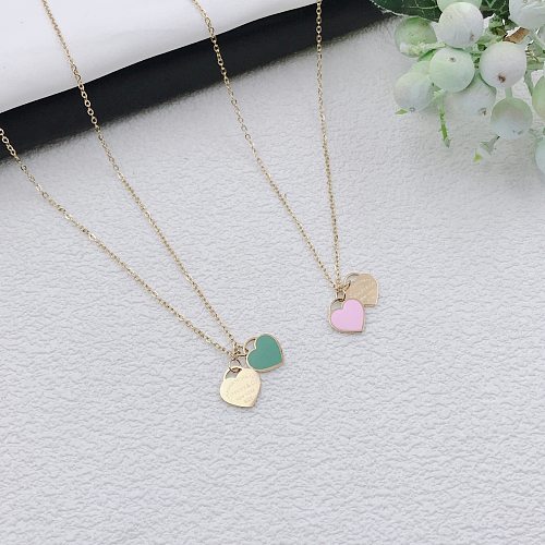Simple Style Heart Shape Stainless Steel Plating Pendant Necklace