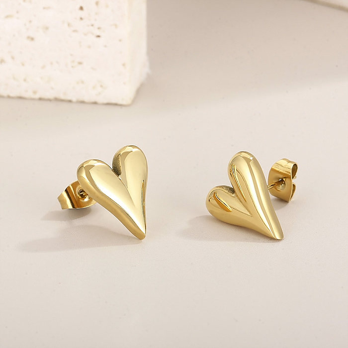 Boucles d'oreilles pendantes plaquées en acier inoxydable en forme de cœur, 1 paire