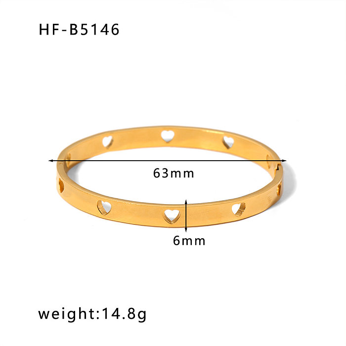 IG Style Korean Style Geometric Stainless Steel Plating Inlay Zircon 18K Gold Plated Bangle