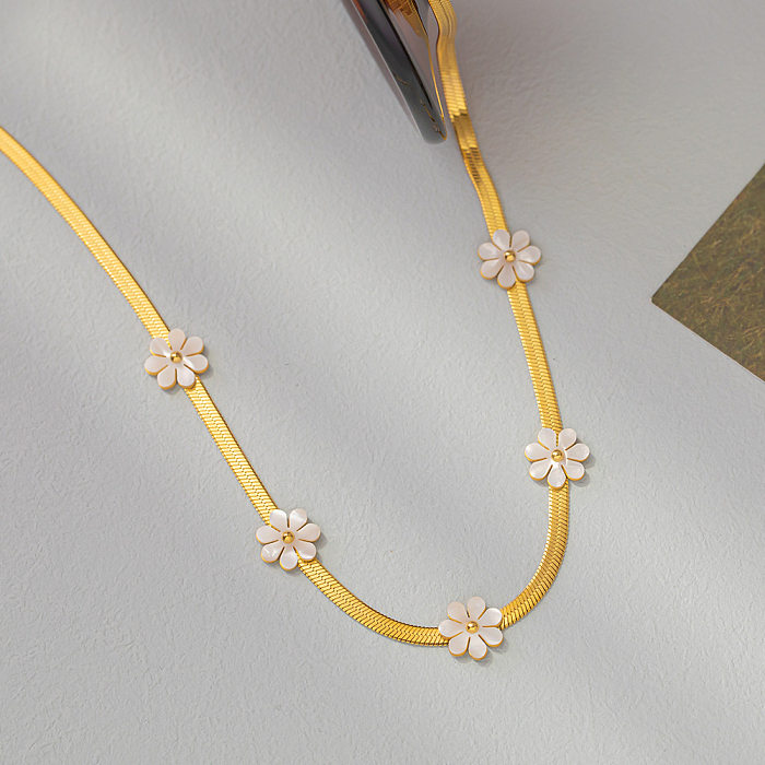 Simple Style Flower Stainless Steel Plating Necklace