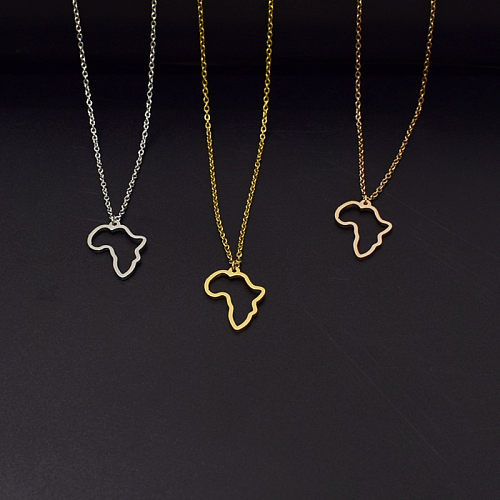 Basic Classic Style Map Stainless Steel  Stainless Steel Pendant Necklace