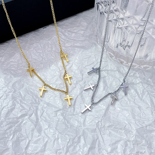 Streetwear Cross Stainless Steel  Stainless Steel Plating Pendant Necklace