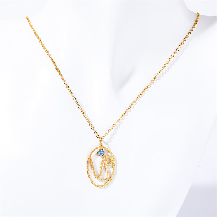 Simple Style Artistic Constellation Stainless Steel  Plating Inlay Zircon 18K Gold Plated Pendant Necklace