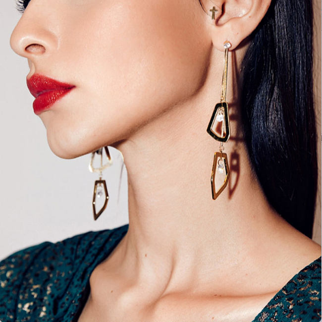 Boucles d'oreilles pendantes creuses irrégulières en acier inoxydable, 1 paire, à la mode