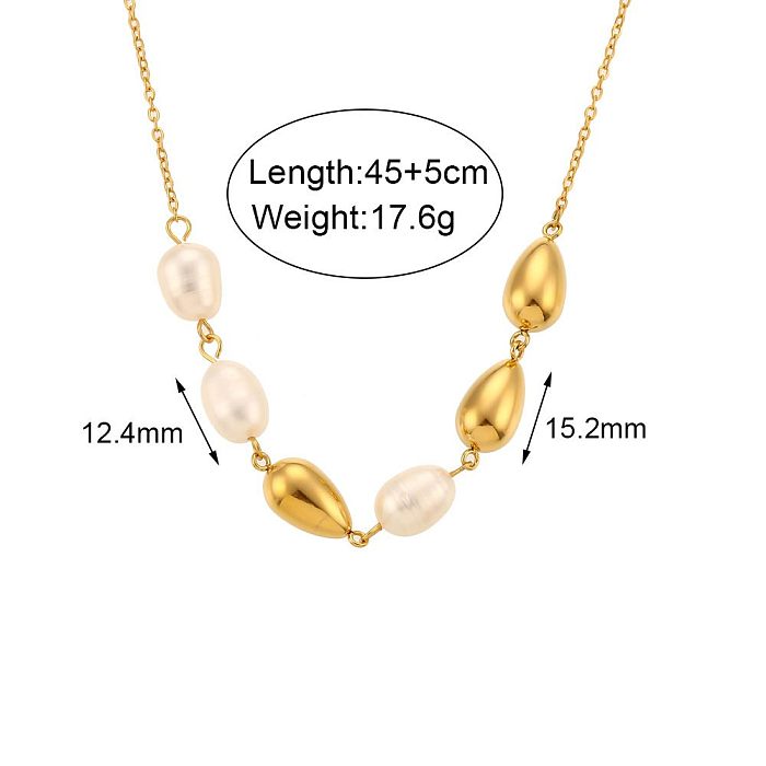 Basic Simple Style Classic Style Geometric Stainless Steel  18K Gold Plated Necklace