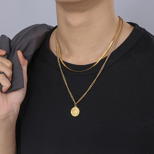 Hip-Hop Crown Stainless Steel  Stainless Steel Plating Pendant Necklace 1 Piece