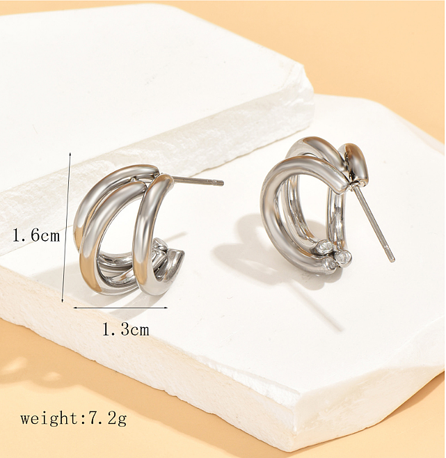 1 Piece Simple Style C Shape Stainless Steel Ear Studs