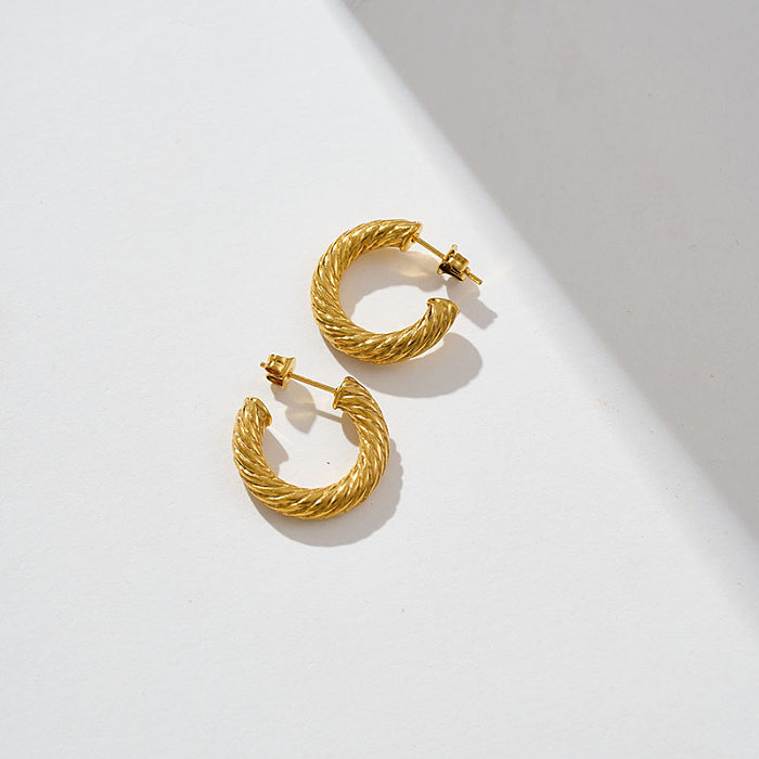 1 Pair Modern Style Simple Style C Shape Plating Stainless Steel  Gold Plated Ear Studs