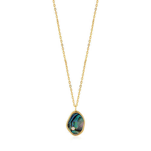 Retro Preppy Style Roman Style Irregular Stainless Steel Plating 18K Gold Plated Pendant Necklace