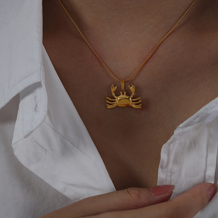 Modern Style Snake Crab Stainless Steel 18K Gold Plated Pendant Necklace In Bulk