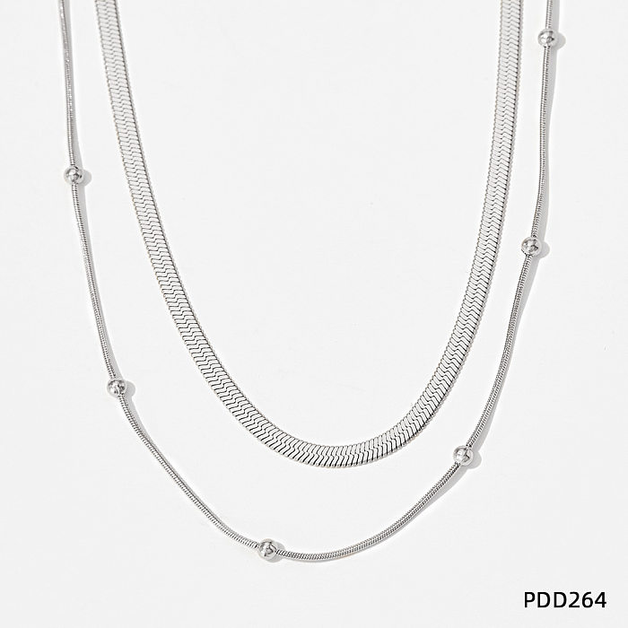 Wholesale Simple Style Solid Color Stainless Steel  Stainless Steel Layered Necklaces