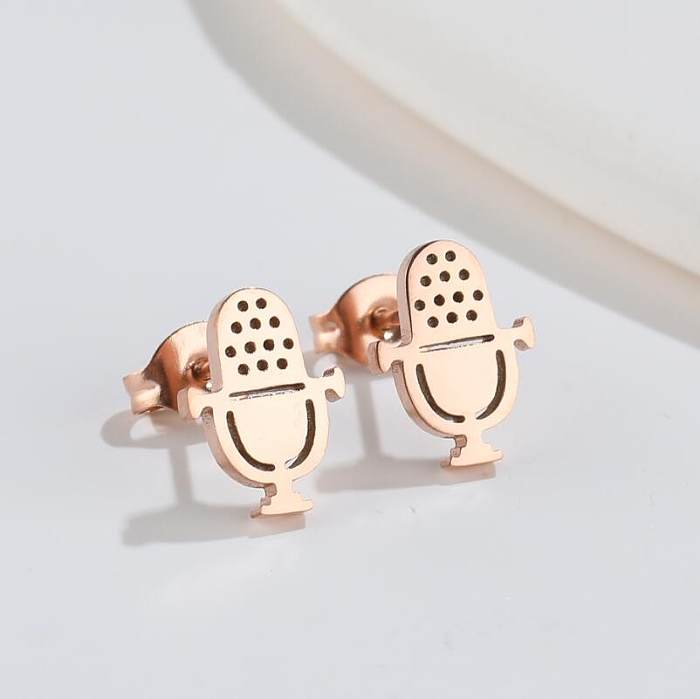 Simple Style Microphone Stainless Steel Ear Studs Plating No Inlaid Stainless Steel  Earrings