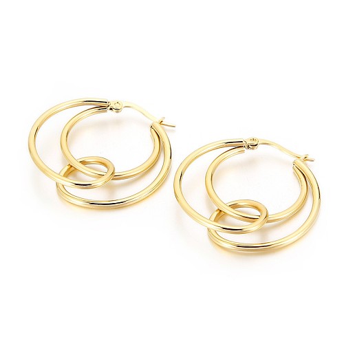 Boucles d'oreilles nouées en cercle géométrique en acier inoxydable, bijoux à la mode, vente en gros
