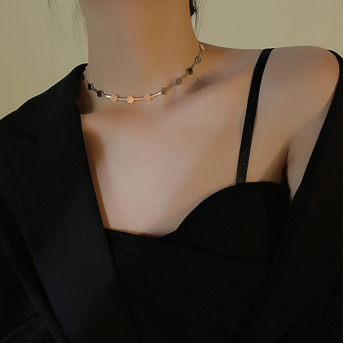 Simple Style Round Stainless Steel Patchwork Plating Choker 1 Piece