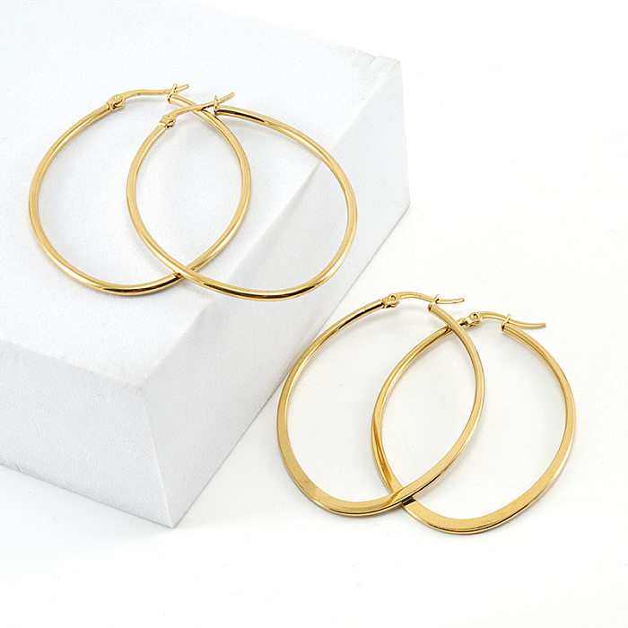 Simple Style Geometric Stainless Steel  Hoop Earrings Plating Stainless Steel  Earrings