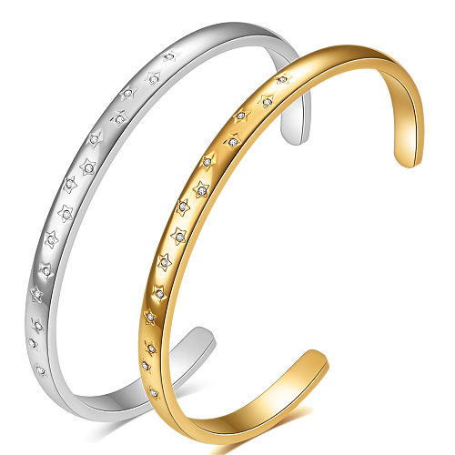 Bracelet en Zircon avec incrustation en acier inoxydable, couleur unie, Style Simple, vente en gros