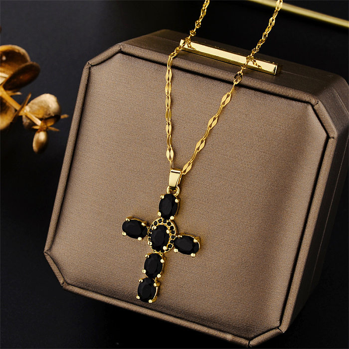 1 Piece Simple Style Geometric Stainless Steel Plating Artificial Rhinestones Necklace