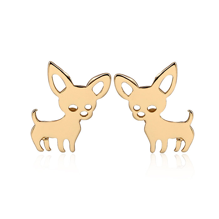 Damen-Ohrringe im schlichten Stil mit Hund aus Edelstahl ohne eingelegte Ohrstecker aus Edelstahl