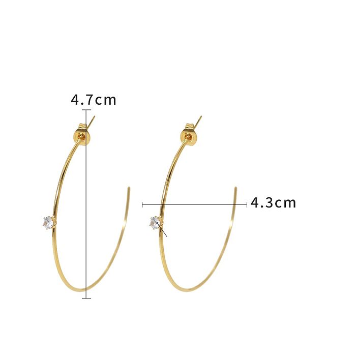 1 Pair IG Style French Style Korean Style C Shape Plating Inlay Stainless Steel  Stainless Steel Crystal 18K Gold Plated Ear Studs