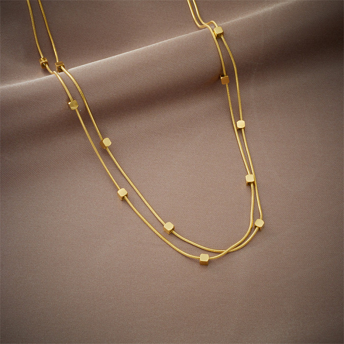 Simple Style Geometric Stainless Steel  Plating 18K Gold Plated Layered Necklaces