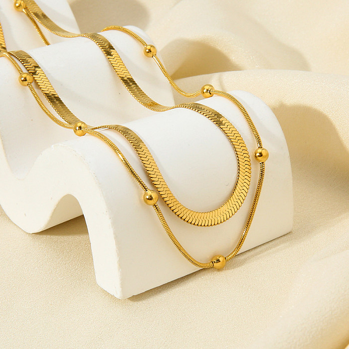 Collier plaqué or 18 carats en acier inoxydable de couleur unie de style simple en vrac
