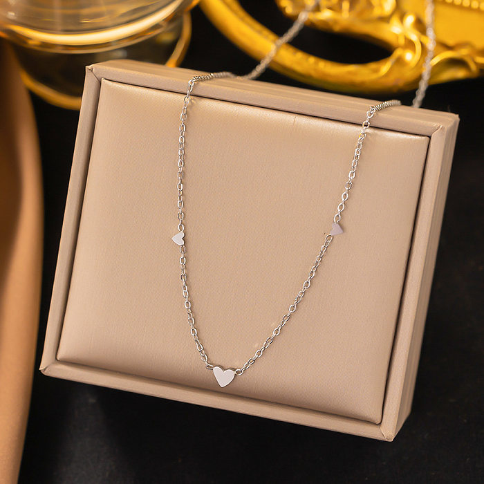 Simple Style Heart Shape Stainless Steel Plating Necklace
