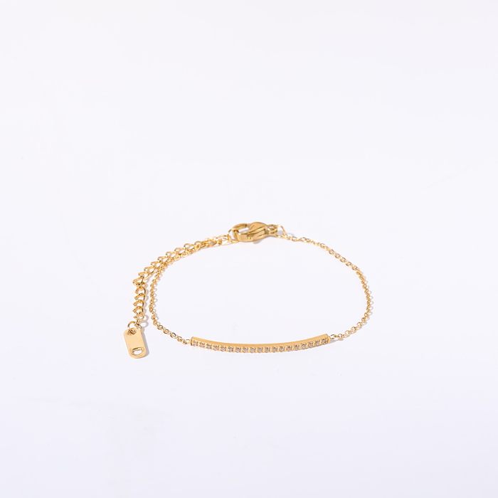 Casual Simple Style Solid Color Titanium Steel Plating Inlay Zircon 18K Gold Plated Bracelets
