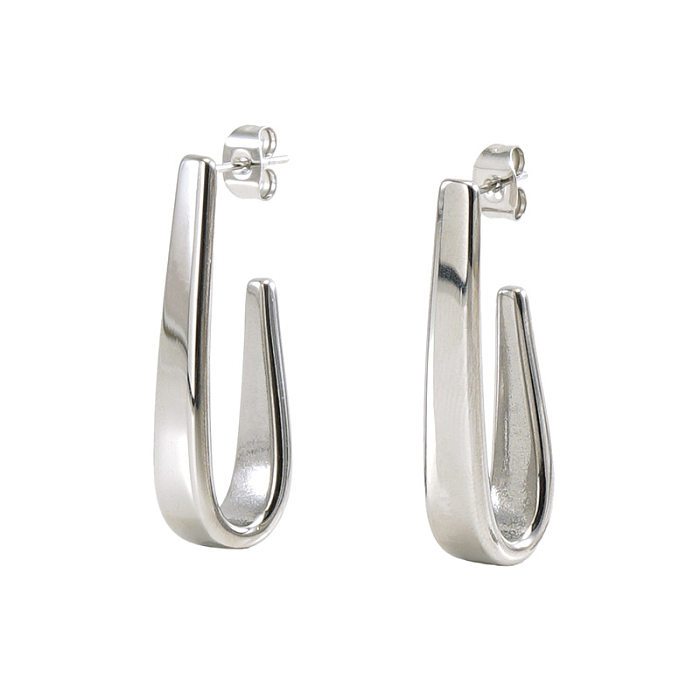Fashion U Shape Stainless Steel  Plating Drop Earrings 1 Pair