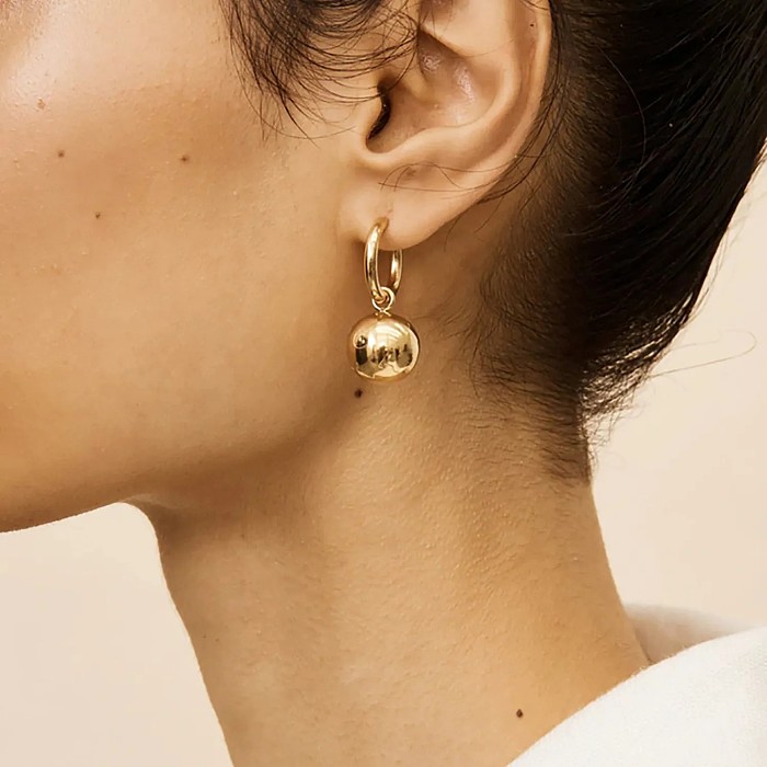 1 paire de boucles d'oreilles pendantes en acier inoxydable plaqué or 18 carats, Style IG Simple, placage de polissage rond