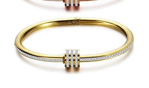 Fashion Titanium Steel Diamond Spiral Stainless Steel Bracelet