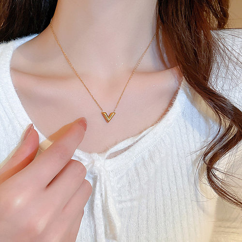 1 Piece Fashion V Shape Stainless Steel Pendant Necklace