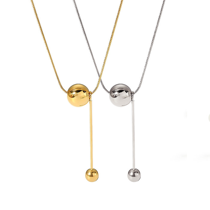 Casual Lady Simple Style Ball Stainless Steel  Plating 18K Gold Plated Pendant Necklace