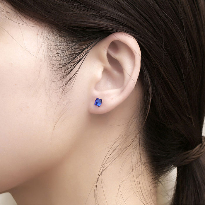 Clous d'oreilles en diamant artificiel plaqué acier inoxydable, style simple, géométrique, 1 pièce