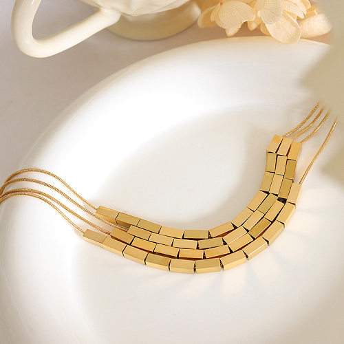 Mode einfache geometrische quadratische Anhänger Halskette aus Edelstahl
