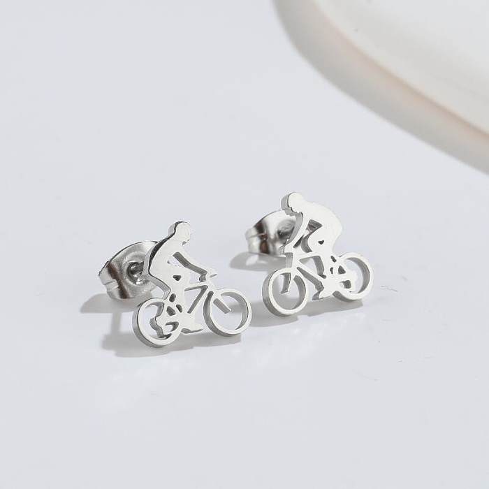 Original Design Bicycle Stainless Steel Ear Studs Plating No Inlaid Stainless Steel  Earrings