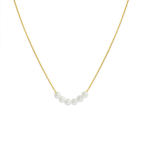 Collier en acier inoxydable avec chaîne de clavicule en perles simples