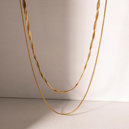 IG-Stil-Halskette mit einfarbiger Edelstahlbeschichtung und 18-Karat-Vergoldung