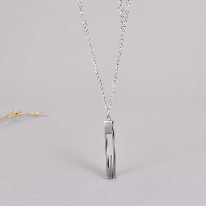 Casual Simple Style Square Stainless Steel Plating Gold Plated Pendant Necklace Long Necklace